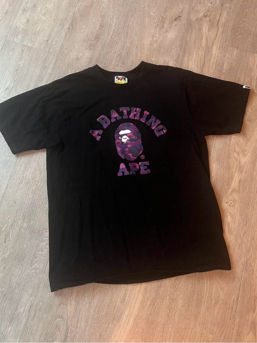 Bape purple camo logo shirt